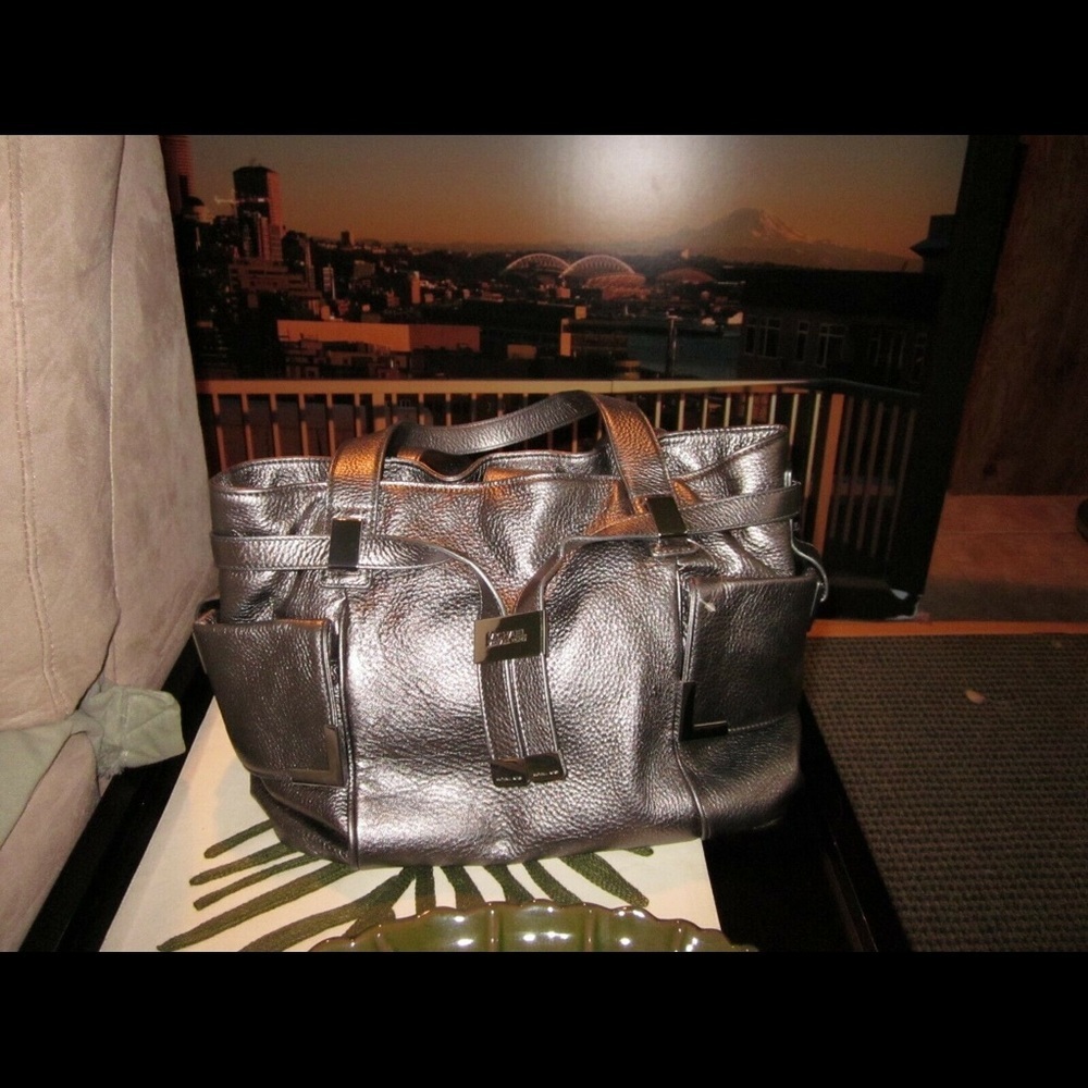 Micheal Kors Silver Metalic Shoulder Handbag